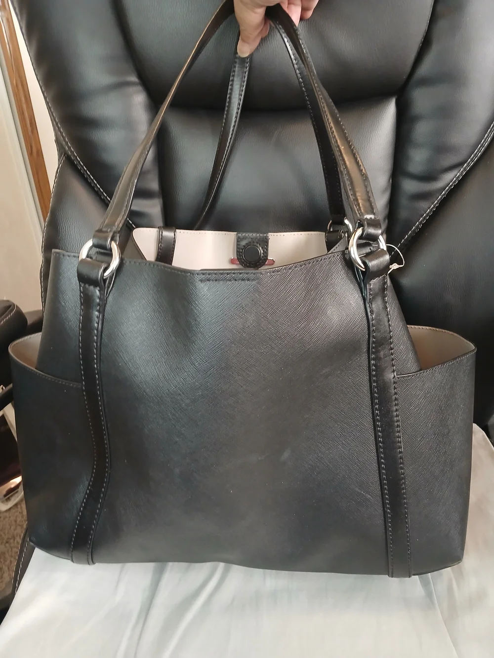 Michael Kors Black Leather Tote Bag with Tassel